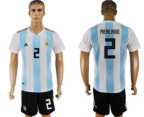 Argentina #2 Mercado Home Soccer Country Jersey - Click Image to Close